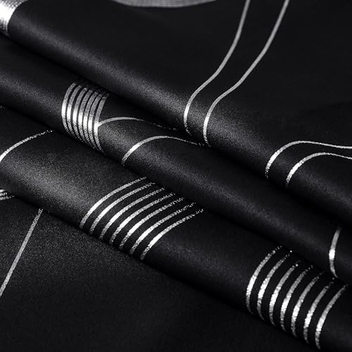 Black Out Grommet Pattern Curtain Panels 84 inches Long (1 - Black / 52"W x 84"L (Pack of 2))