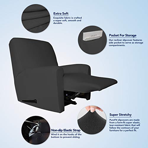 Stretc Recliner Chair Covers Fleece Soft Couch Covers for Sofa (Small Recliner Chair / Dark Gray)