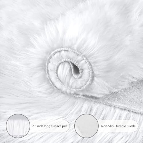 White Faux Fur Sheepskin Rug 8 x 10 Feet (8' x 10' (Rectangular) / White)