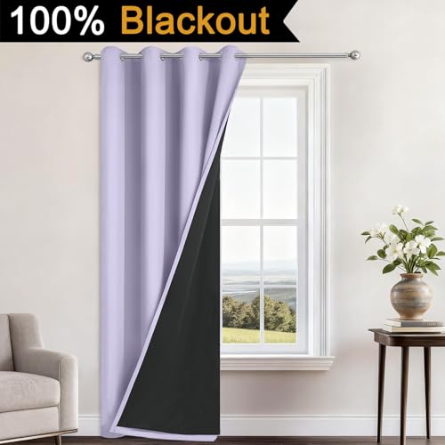 Lilac Blackout Curtains 84 Inches Long for Bedroom 52" Wide 1 Panel (52"W x 84"L (Pack of 1) / Lilac)