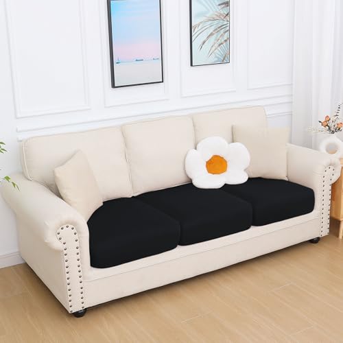 Milk Silk Couch Cushion Covers (Black / Seat Cover 3 Pack)