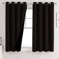 100% Blackout Curtains for Bedroom 2 Panels Set with Black Liner (52"W x 54"L (Pack of 2) / Brown)