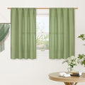 Sage Green Linen Curtains for Small Windows 45 Inch Length 2 Panels (42"W x 45"L (Pack of 2) / Rod Pocket - Sage Green)