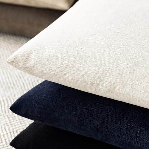 Solid Textured Chenille Throw Pillow Covers 24x24 (24" x 24" (Pack of 2) / Ivory)