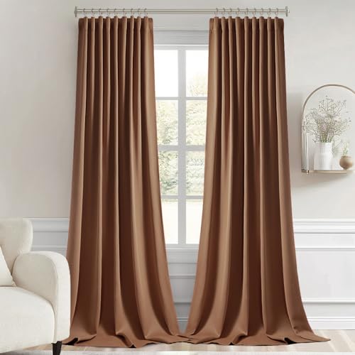 Cappuccino Brown Back Tab Blackout Curtains 52x120 Inch 2 Panels Set (Cappuccino Brown / 52"W x 120"L (Pack of 2))