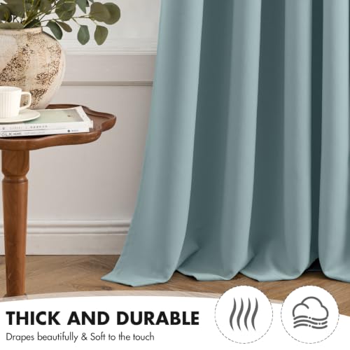 Slate Blue Blackout Bedroom Curtains Drapes 72 Inch Long 52"x72" (Slate Blue / 52"W x 72"L (Pack of 2))