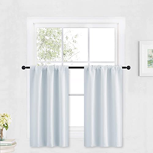 Kitchen Window Curtains Over Sink 36 inch Length for Cabinet (Greyish White / 29"W x 36"L (Pack of 2))