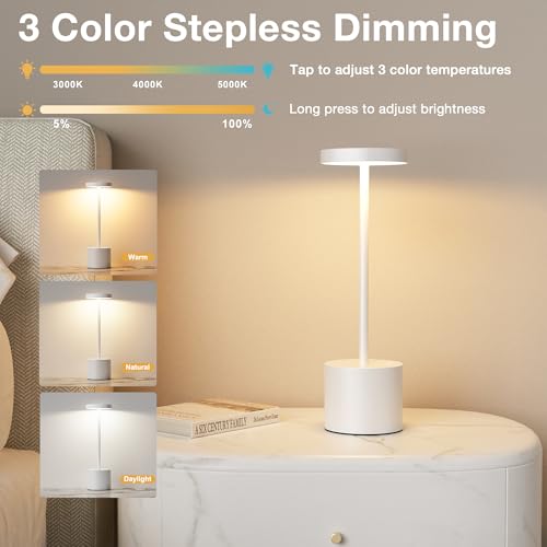 White Cordless Lamp Set (White / 2 Pack)
