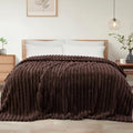 Striped Twin Size Fleece Blanket for Bed (Coffee / Twin ( 60x80 IN ))