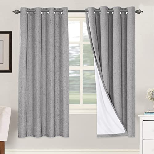 100% Blackout Linen Curtains 72" L 2 Panels Dove Gray (Dove Gray / 52"W x 72"L (Pack of 2))
