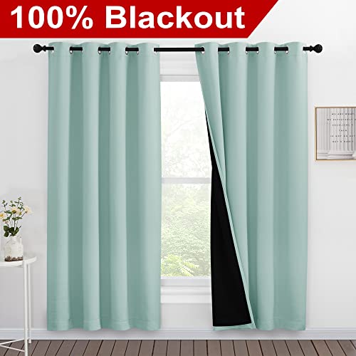 100% Blackout Window Curtain Panels (Aqua Blue / 55"W x 78"L (Pack of 2))