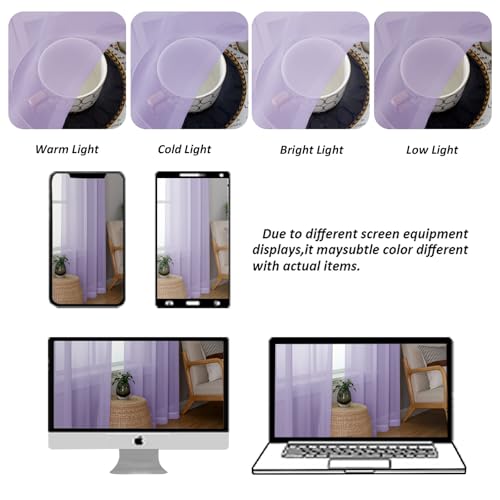Lilac Sheer Curtains 108 Inches Long (Lilac / 42"W x 108"L (Pack of 2))