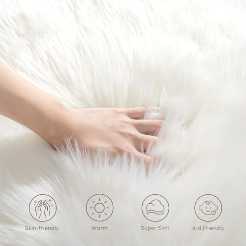 Ashler Faux Fur Rug (2" x 3" (Oval) / C-white)