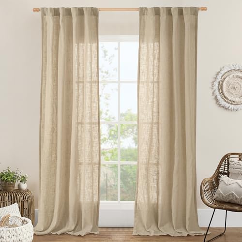 Linen Blended Curtains for Bedroom Living Room (Brown / 38"W x 84"L (Pack of 2))