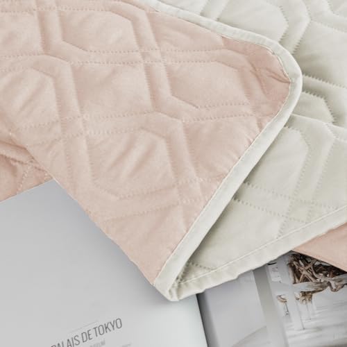 Waterproof Dog Bed Cover Pet Blanket for Furniture Bed Couch Sofa Reversible (82x82 Inch (Pack of 1) / Cream+babypink)