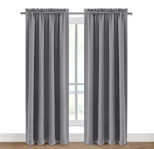 Blackout Curtains for Bedroom Living Room 42 x 84 Inch Long Grey (Grey / 42"W x 84"L (Pack of 2))