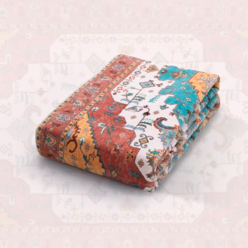 2'6"x8' Washable Non Slip Boho Runner Rug for Hallway (Vintage Orange / 2'6" x 8' (Runner))