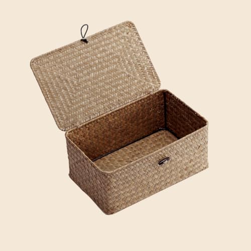 Small Wicker Basket with Lid (S-Coffee)