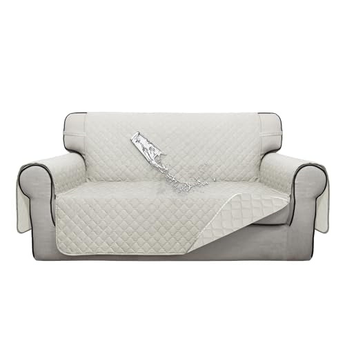 Double Protection 100% Waterproof Loveseat Sofa Covers for Living Room (Ivory/Ivory / Loveseat Medium)