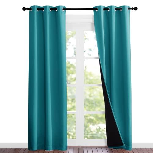 Peacock Teal Blackout Curtains 84 inches Long (Peacock Teal / 37"W x 84"L (Pack of 2))