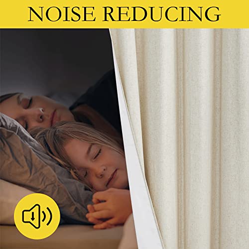 Natural 100% Blackout Short Curtains 63 inches Lenghth Burg for Kitchen (52"W x 63"L (Pack of 2) / Natural)