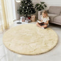 Fluffy Round Area Rugs for Bedroom (Ivory / 4' (Round))