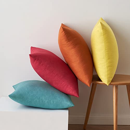 Pack of 4 Decorative Outdoor Throw Pillow Covers Linen Waterproof Pillow Covers Summer Farmhouse Cushion Cases for Patio Garden Tent Balcony Couch Sofa 16x16 Inch Red (16" x 16" (Pack of 4) / Red/Turquoise)
