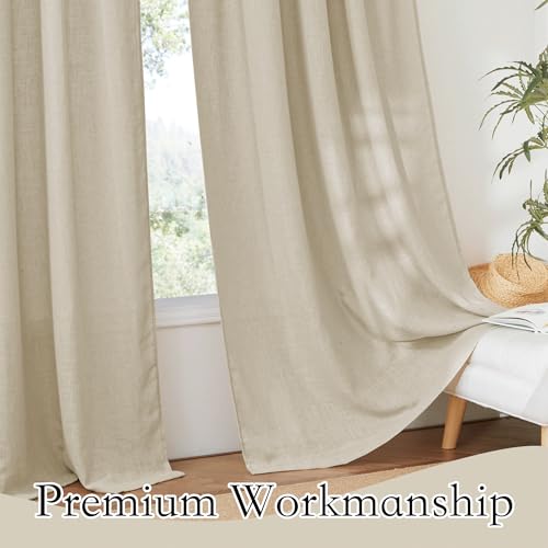 Extra Wide Sheer Curtains for Sliding Patio Door Large Window (Beige / 70"W x 63"L (Pack of 2))