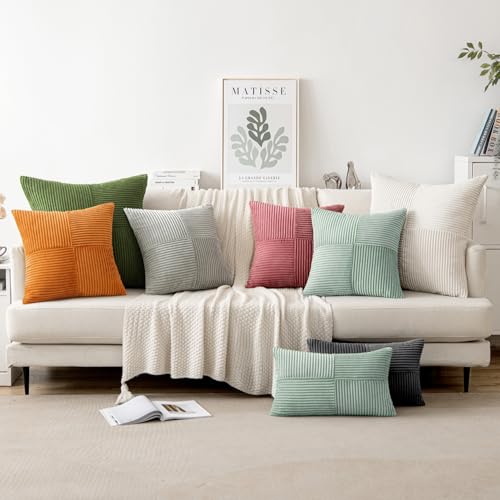 Greyish Green Decorative Throw Pillow Covers for Couch 18x18 Inch (18" x 18" (Pack of 2) / Greyish Green)