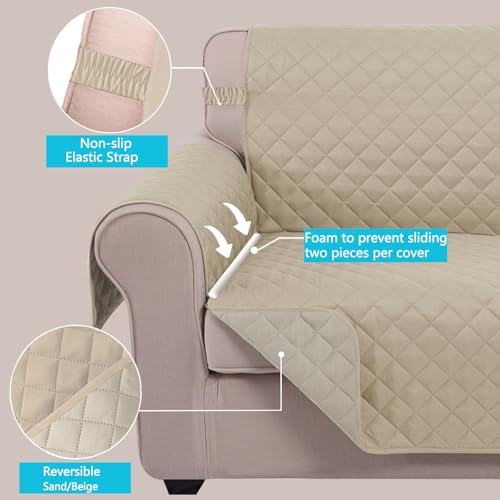 Reversible Sofa Cover Couch Cover for Dogs (Sand/Beige / 68"sofa L - Large)