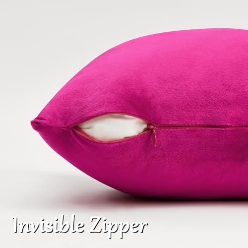 Hot Pink Velvet Pillow Covers 18x18 Decorative Pillows Pack of 2 (Hot Pink / 18" x 18" (Pack of 2))