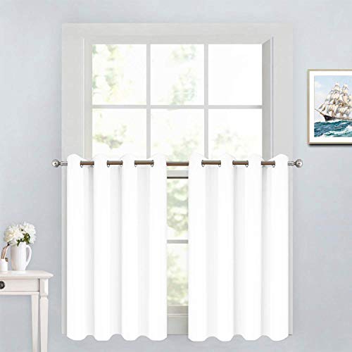 Pure White Room Darkening Window Curtains 52x36 Inch for Kitchen (Pure White / 52"W x 36"L (Pack of 2))