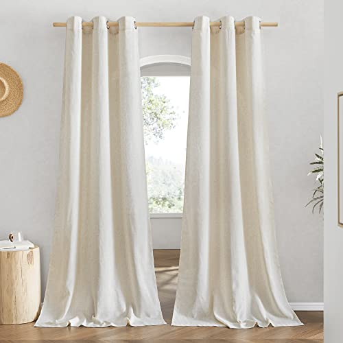 Linen Polyester Curtains for Windows 90 inch Long (Natural / 42"W x 90"L (Pack of 2))