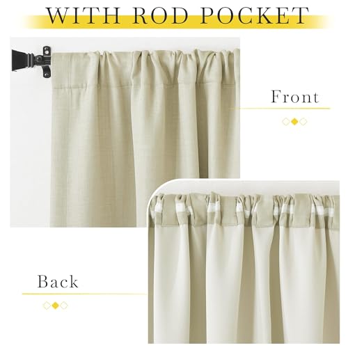 Room Darkening Bedroom Curtains 84 inches Long (Linen Beige / 52"W x 84"L (Pack of 2))