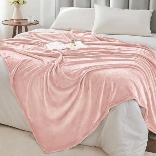 Fleece Blanket Soft Plush Throw for Couch Pink Morn 50"x60" (Pink Morn / Throw(50"x60"))