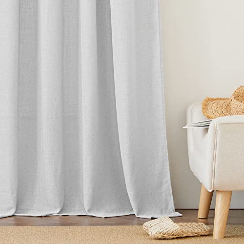 Short Linen Sheer Curtains for Small Kitchen Cafe Bathroom Window (Dove Grey / 52"W x 45"L (Pack of 2))