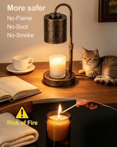 Dimmable Candle Warmer Lamp with Timer (Antique Brushed Copper)
