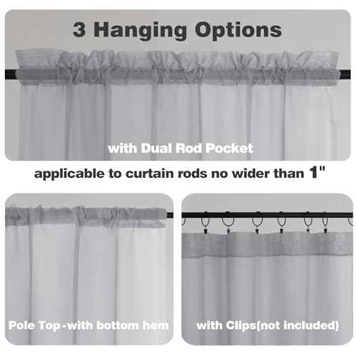 Light Grey Sheer Curtains 72 Inch Length 2 Panels (Light Grey / 42"W x 72"L (Pack of 2))