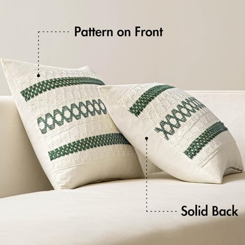 Set of 2 Dark Green Boho Decorative Lumbar Pillow Covers 12x20 Inch (20" x 12" (Pack of 2) / Dark Green)