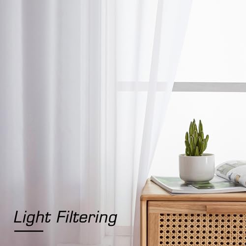 White Sheer Curtains 90 Inches Long (White / 42"W x 90"L (Pack of 2))