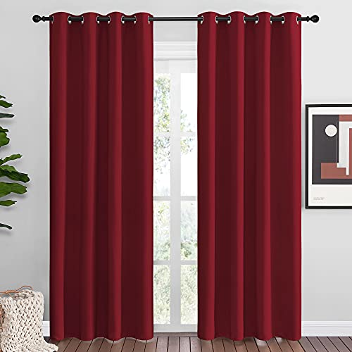 Christmas Burgundy Blackout Curtains Grommet (Burgundy Red / 55"W x 86"L (Pack of 2))