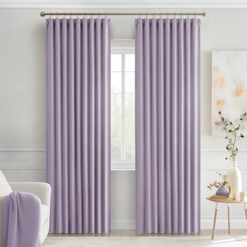 Lilac Back Tab Blackout Curtains 52x90 Inch Long 2 Panels Set (Lilac / 52"W x 90"L (Pack of 2))