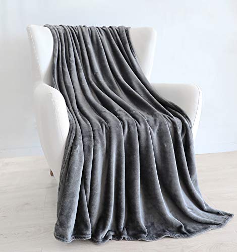 Large Flannel Fleece Throw Blanket (Two Pack 50"x70" / Grey)