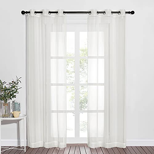 Beige Sheer Curtains Airy & Elegant for Windows (Beige / 37"W x 84"L (Pack of 2))