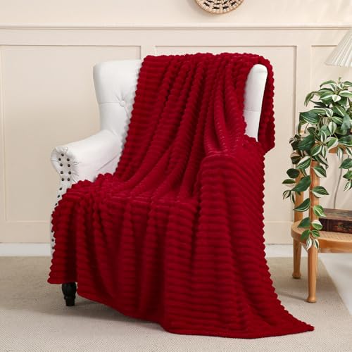 Red Fleece Throw Blanket 90”×90” for Couch Sofa Livingroom (Red / 90×90inch)