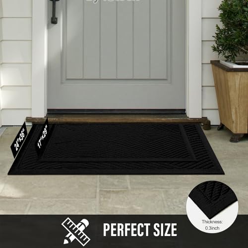Sturdy Front Door Mat (Black / 1'5" x 2'5" (Rectangular))