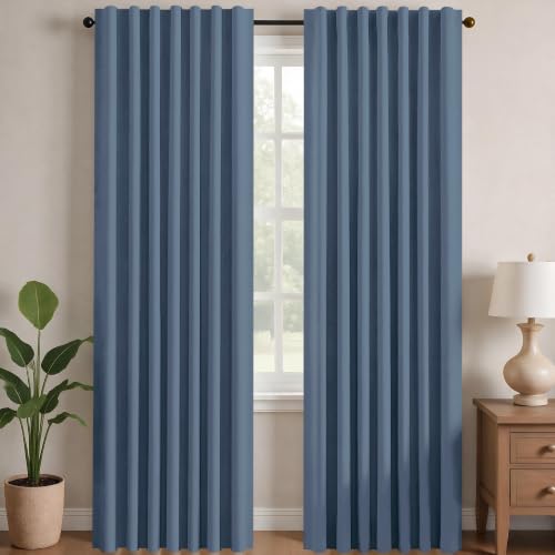 Blackout Curtains for Bedroom (Grayish Blue / 52"W x 63"L (Pack of 2))