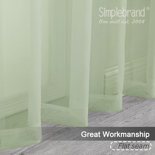 Light Green Sheer Curtains 63 Inch Length 2 Panels (Light Green / 42"W x 63"L (Pack of 2))