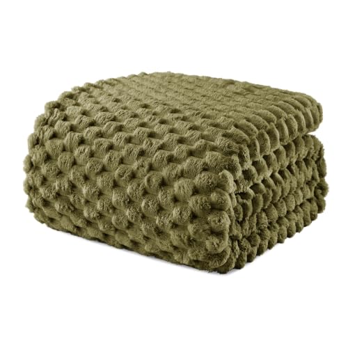 3D Fleece Queen Size Blanket for Bed (Olive Green / Queen ( 90x90 IN ))