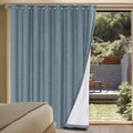 Linen Blackout Curtains Durable Thick Textured Linen Look 100% Blackout Patio Door Curtain Anti Rust Grommet Extra Wide Sliding Door Curtain Panel (Stone Blue / 100"W x 84"L (Pack of 1))
